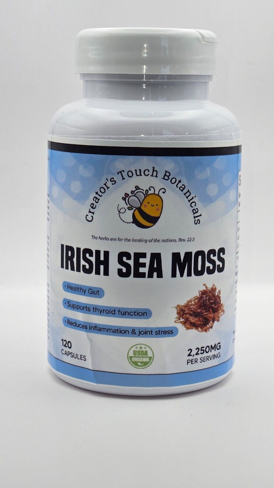 Premium Sea Moss Capsules, Organic, 120 Caps. 2,250Mg 92 Nutrients & Minerals