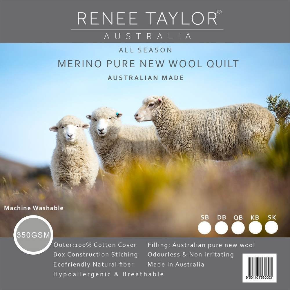 Renee Taylor Australian Pure Merino Wool 350Gsm Quilt | Doona