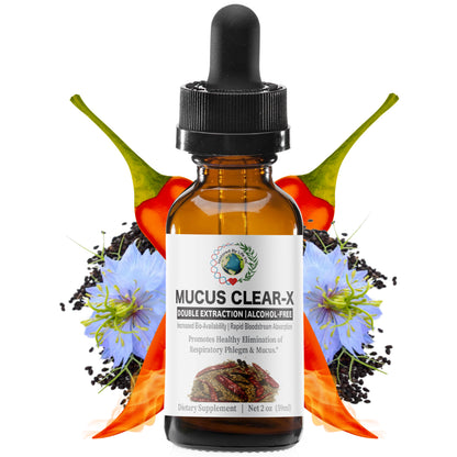 Mucus Cleanse Organic Liquid Tincture Respiratory Detox 2Oz Glass Dropper