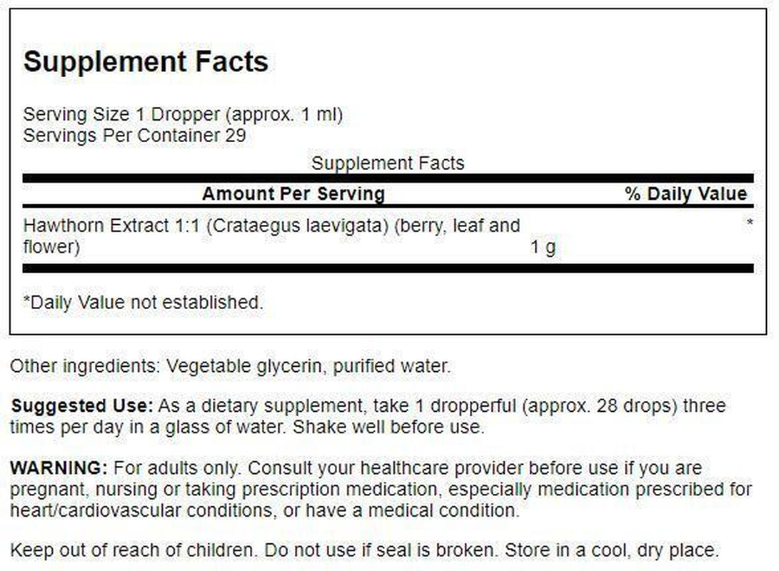 Hawthorn Berry, Leaf and Flower Liquid Extract (Alcohol-Free)