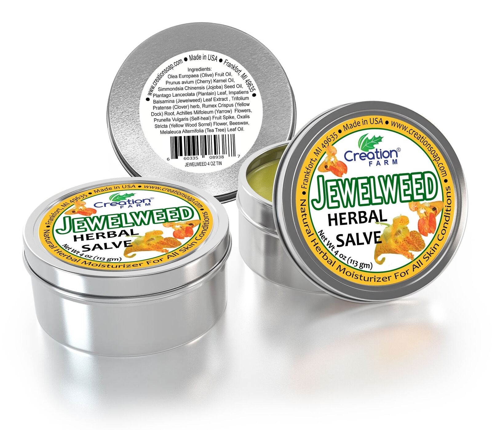 Jewelweed Herbal Salve for Wounds, Rash, Bug Bites, Itchy Skin from Contact Derm