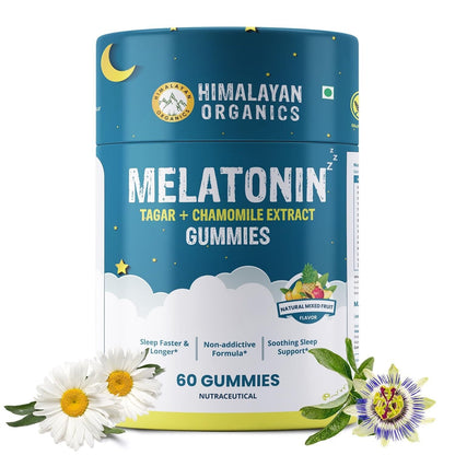 Melatonin 5MG Gummies with Tagar & Chamomile 60 Gummies Relax Mind & Nerve Relax