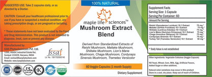 Reishi Mushroom with Maitake Shiitake Lions Mane Chaga Cordyceps Sinensis Tramet