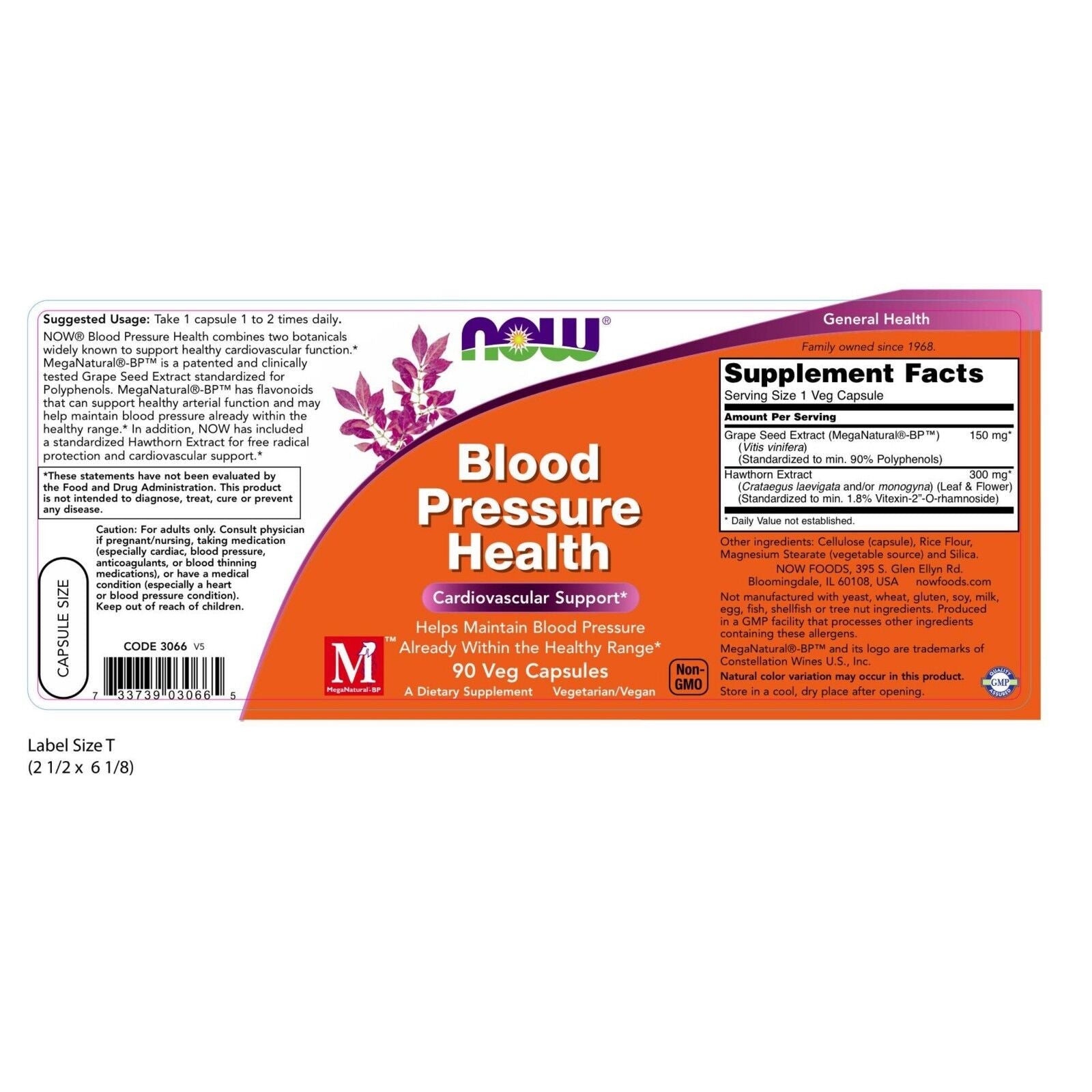 NOW Foods Blood Pressure Health, 90 Veg Capsules