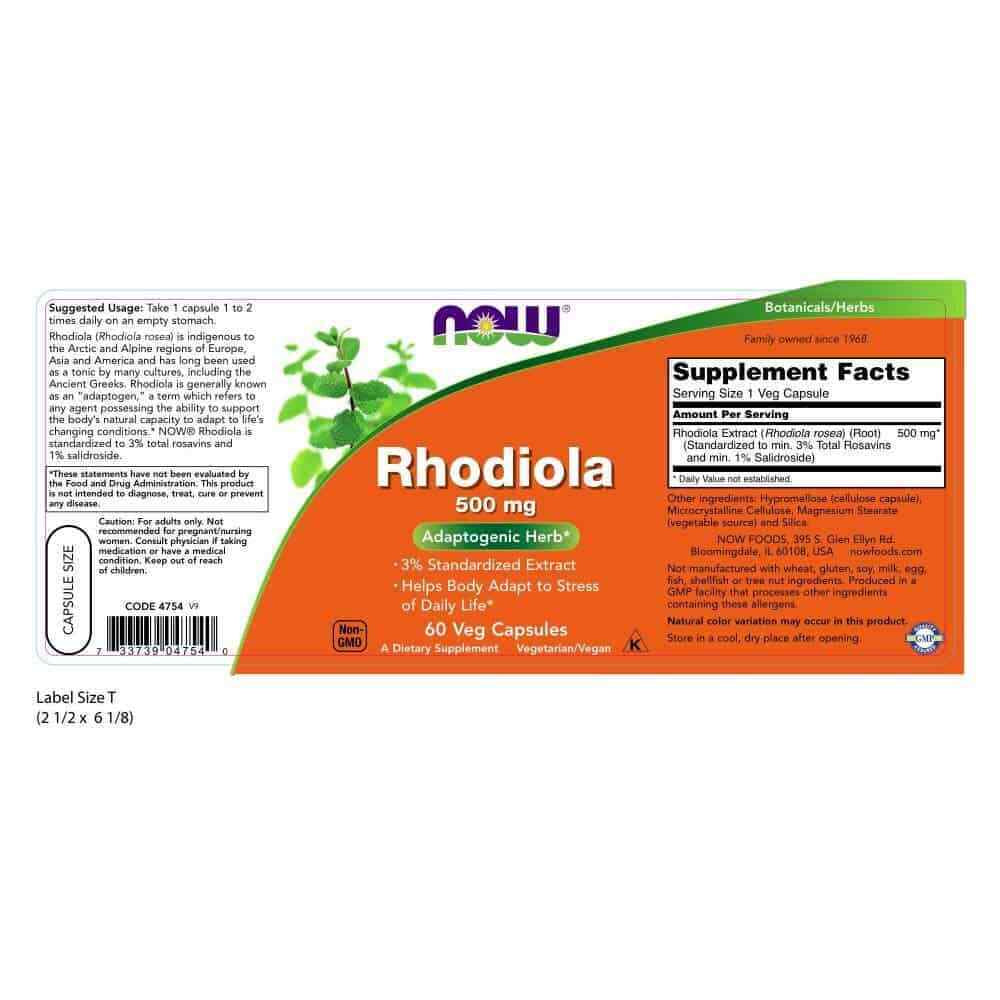 Rhodiola 500Mg 60 Vegetarian Capsules Adaptogenic Herb