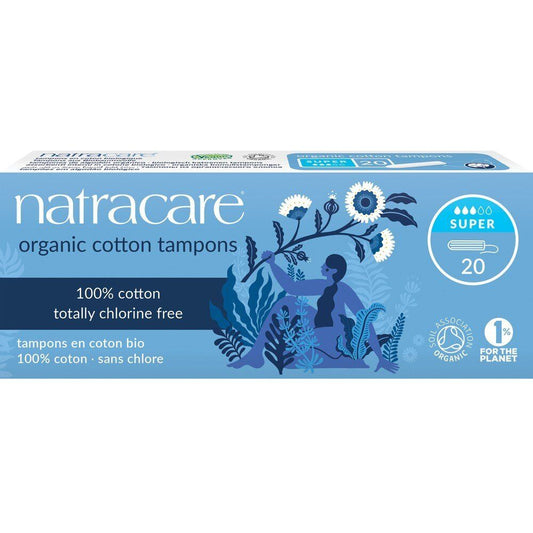 Natracare Certified Organic 100% Cotton Super Tampons 20 Tampon