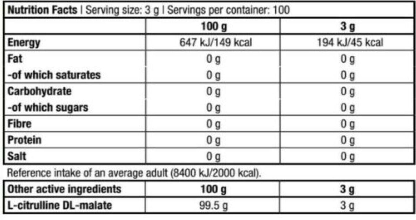 Biotech USA Citrulline Malate 300G, 100 Servings Strength, Pump, Natural Flavor