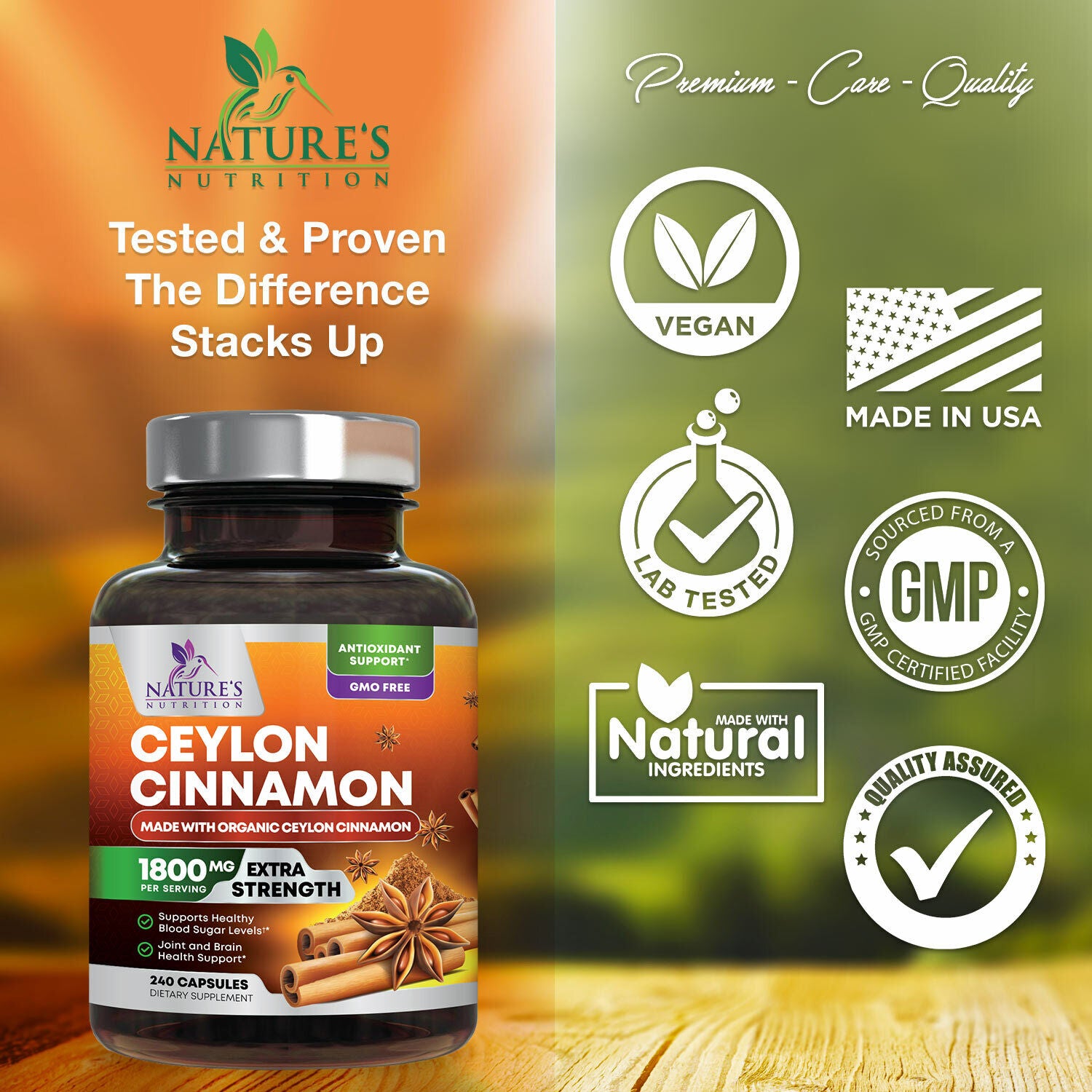 True Organic Ceylon Cinnamon Capsules 1800Mg Highest Potency Blood Sugar Support