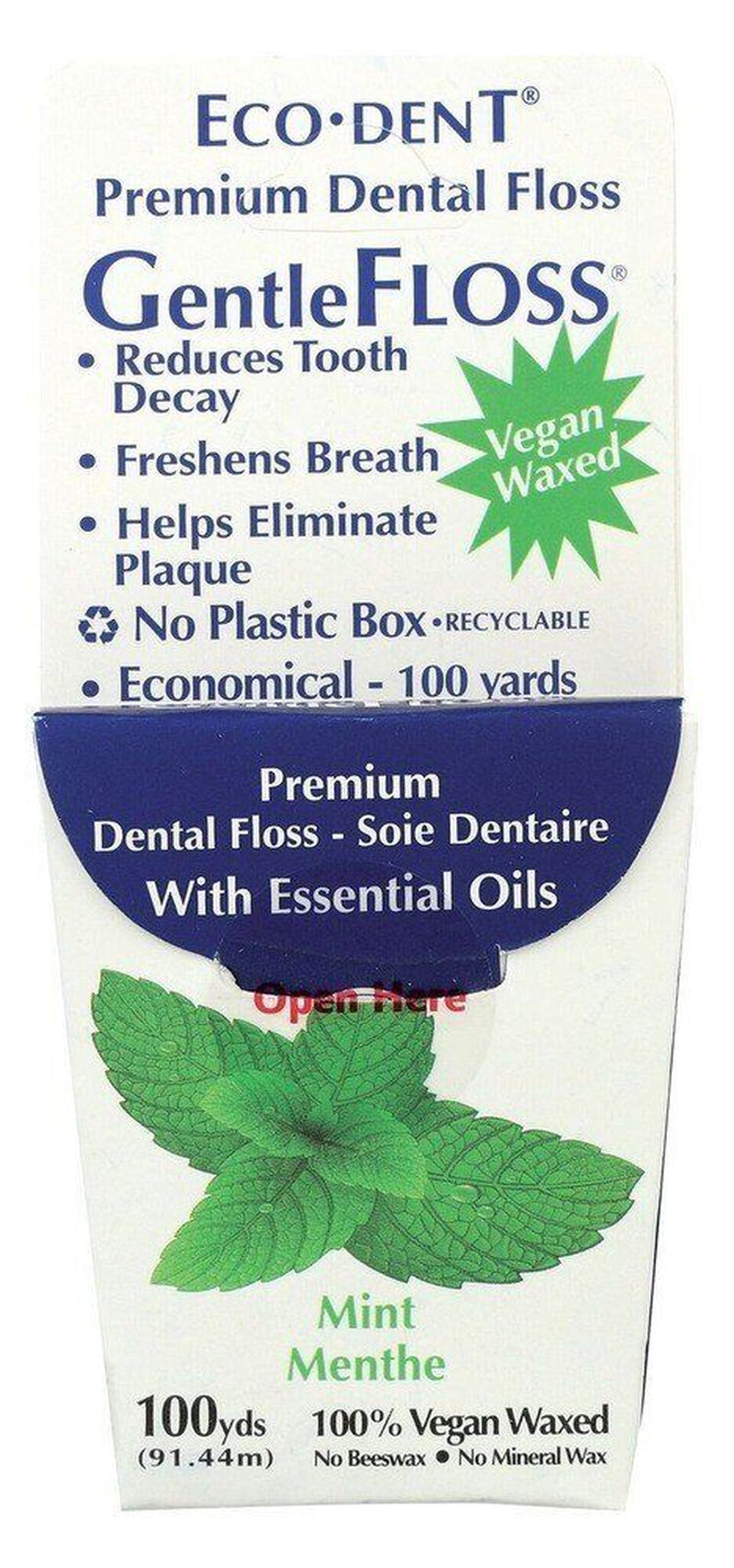 Eco-Dent Veganfloss Premium Dental Floss Mint 100 Yard Floss