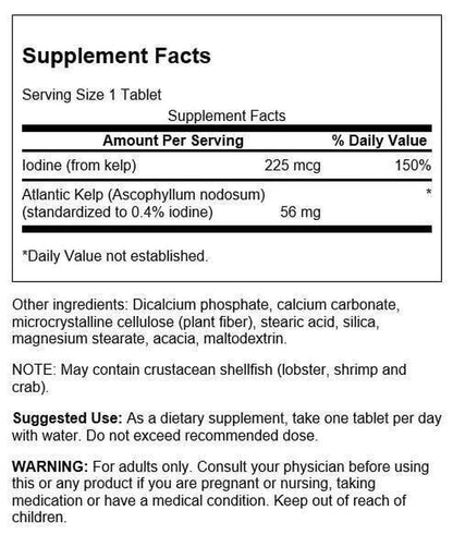 SWANSON Kelp 250 Tablets, 225Mcg, Source of Iodine