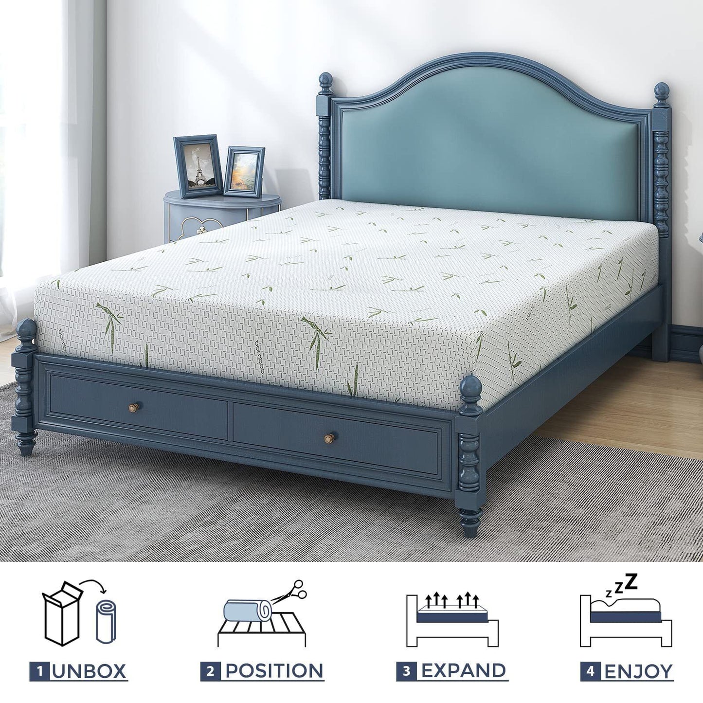 Queen Size Mattress in a Box, 6 Inch Gel Memory Foam Mattress with Bamboo Cov...