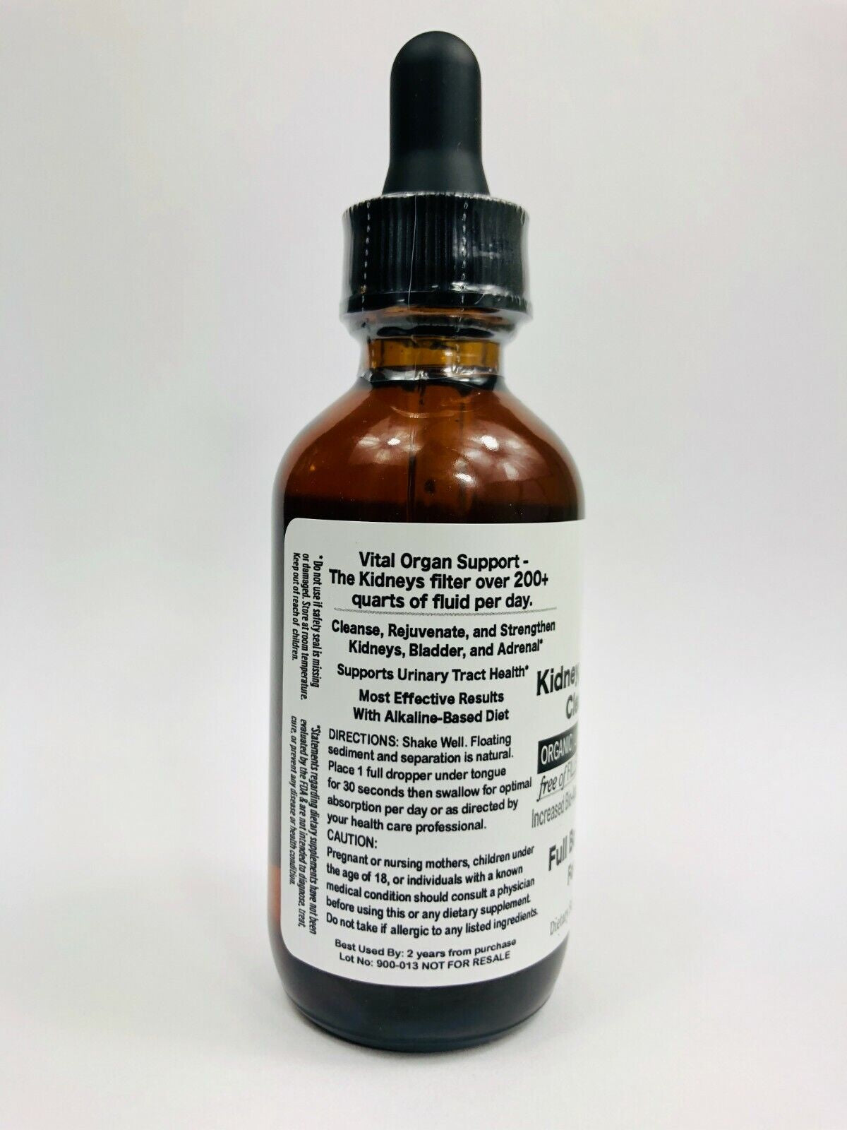 Kidney, Bladder, Adrenal Cleanse Organic Liquid Detox Tincture 2Oz Glass Dropper