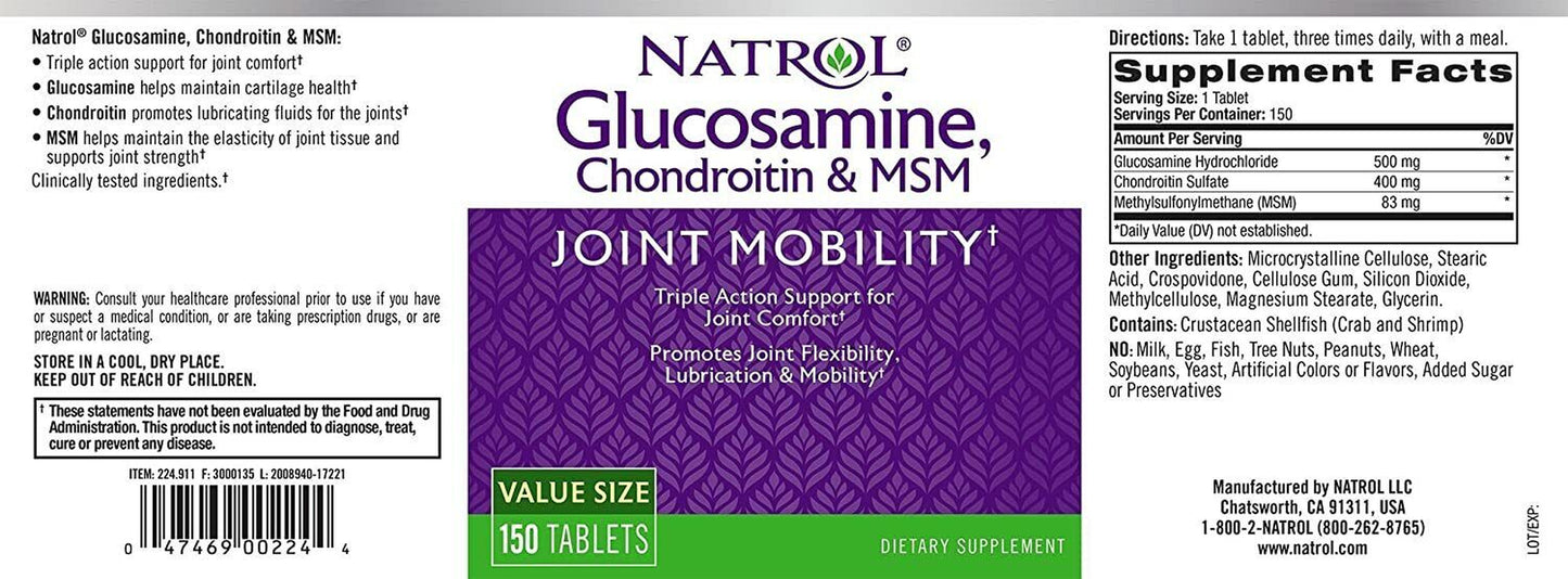 NATROL Glucosamine Chondroitin MSM 90 / 150 Tablets