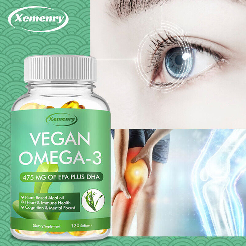 Vegan Omega-3 Algae Oil Capsules 475Mg - with EPA, DHA - Bone and Joint Support