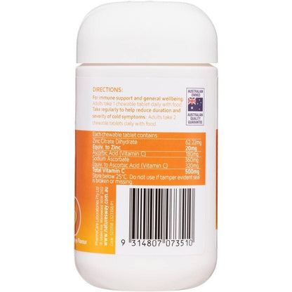 Nature'S Way High Strength Zinc + Vitamin C Chewable 60 Tablets