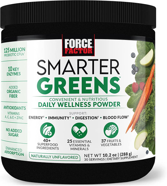 FORCE FACTOR Smarter Greens Daily Wellness Powder to Support Energy, Immunity &