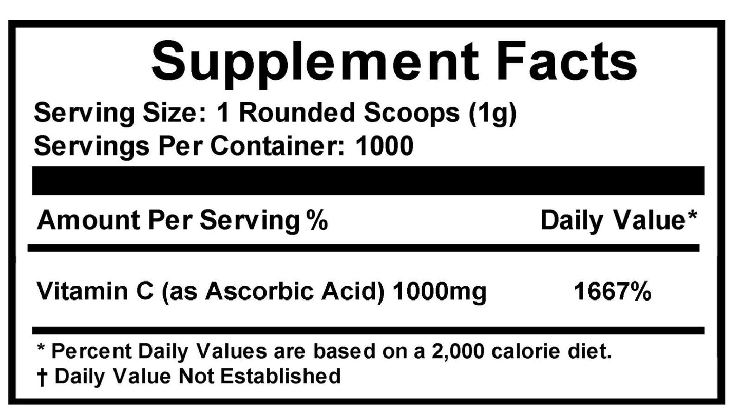 2.2 Lb (1000G) 100% PURE Ascorbic Acid Vitamin C Powder Nongmo