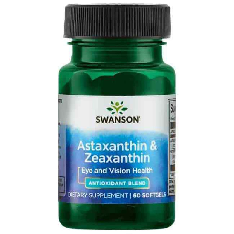 Astaxanthin and Zeaxanthin SWANSON Antioxidant Eye and Vision Health 60 Softgels