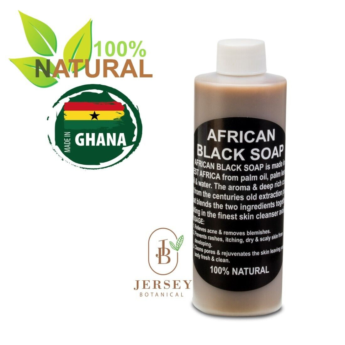 Liquid African Black Soap 100% Pure Natural Raw Organic Face Body Bath Acne Wash