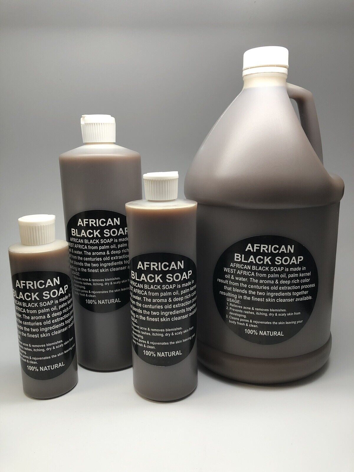 Liquid Raw African Black Soap - 100% Pure & Natural Organic Bath Body Face Wash