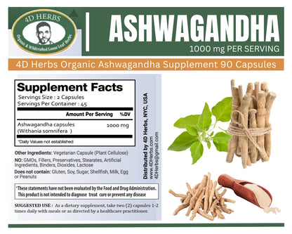 Organic Ashwagandha Capsules 2100Mg Supplement - Extra Strength Stress & Mood Su