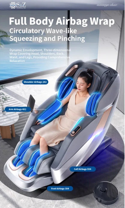 4D Massage Chair 60" Track Zero Gravity, Shiatsu Recliner AI Care, Voice Control