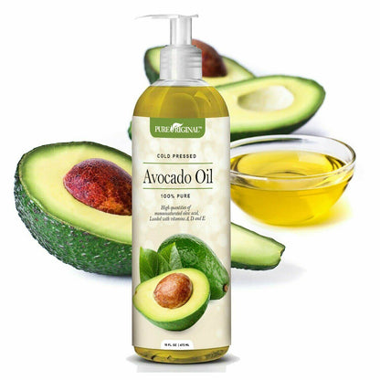 Pure Original 100% Pure Cold Pressed Avocado Oil, Moisturize and Soften 16 Fl Oz