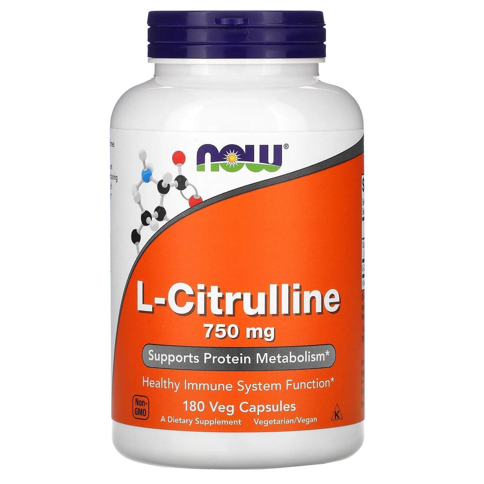 L-Citrulline 750Mg 180 Vegetarian Capsules Supports Protein Metabolism