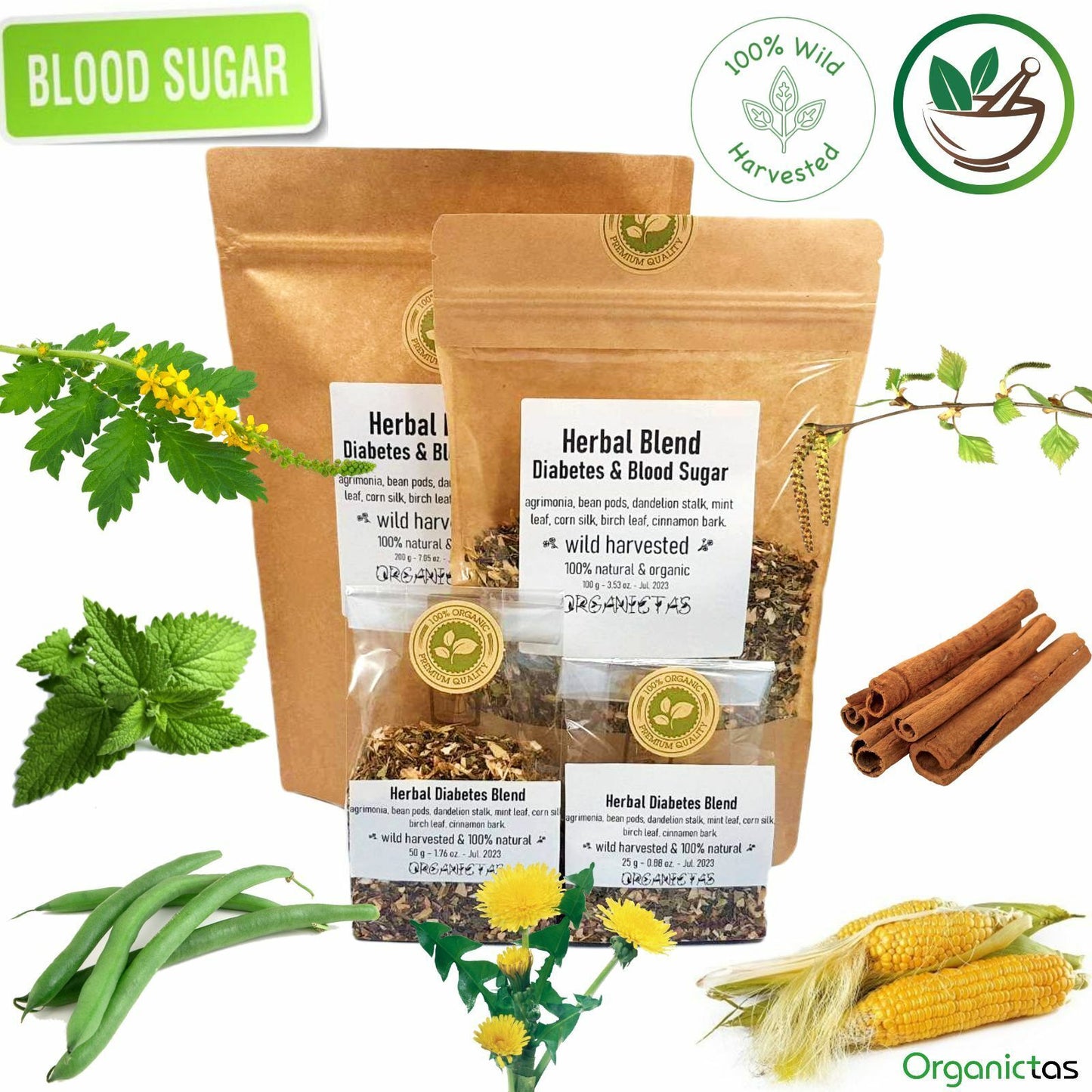 Herbal Diabetic Tea Natural Blood Sugar, Glucose, Cholestorol, Lower & Control