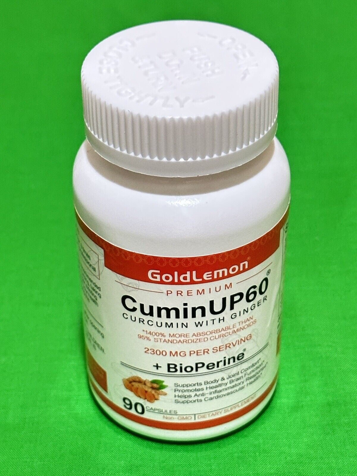 Goldlemon Cuminup60 Turmeric Curcumin with Ginger Bioperine 2300Mg Caps 08/24