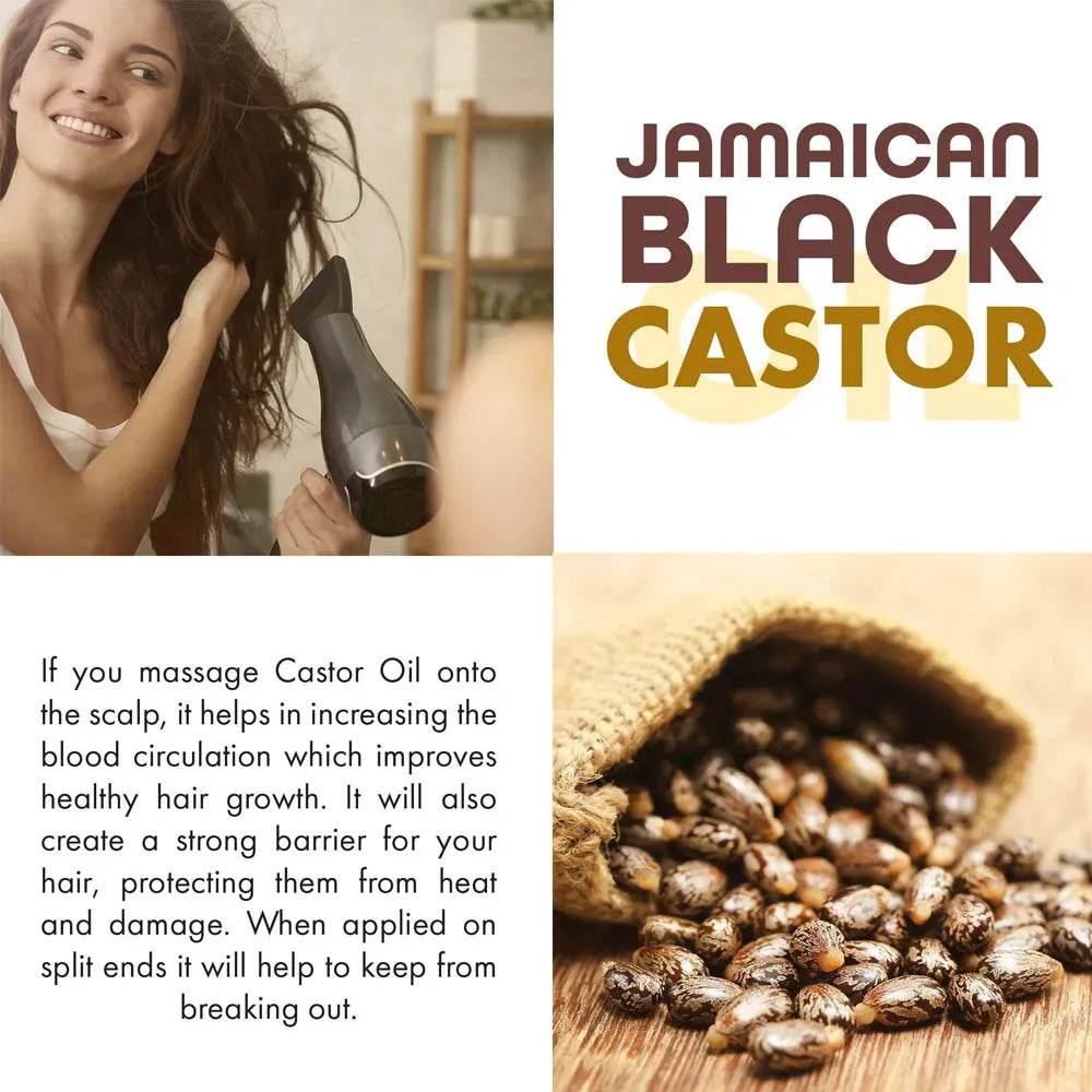 PURE Jamaican Black Castor Oil for Hair Growth & Natural Skin Care - Cold-Pressed - Massage, Scalp, Hair and Nails Care