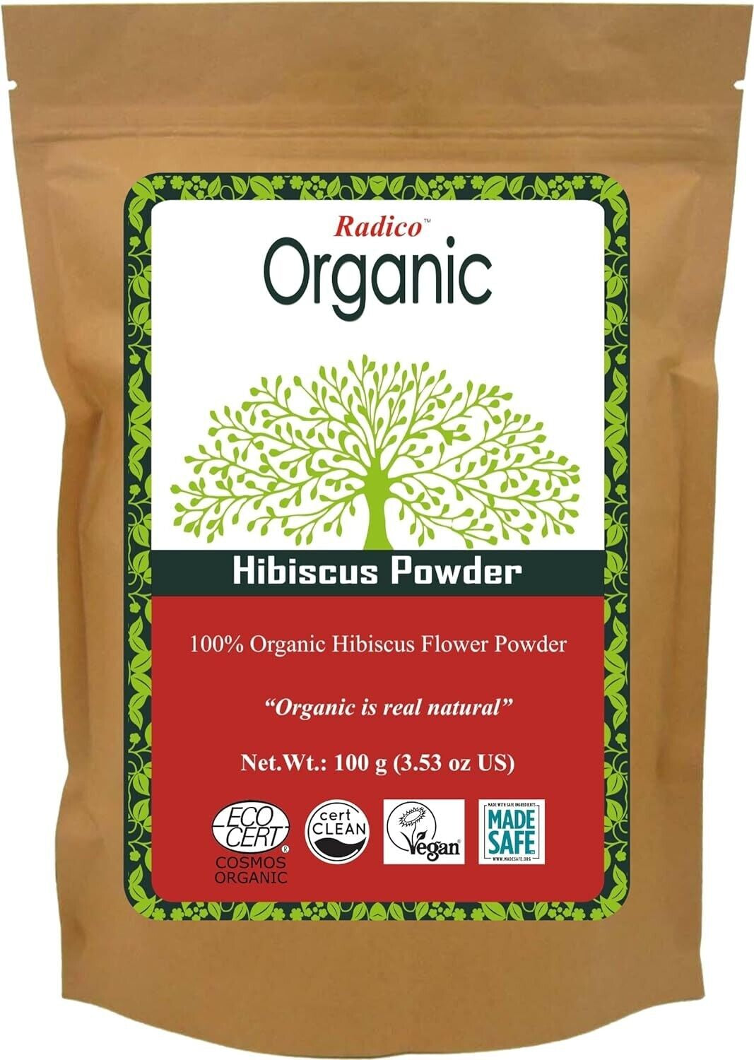 Radico Organic Hibiscus Hair Treatment Powder for Shiny & Healthy Hair 100G