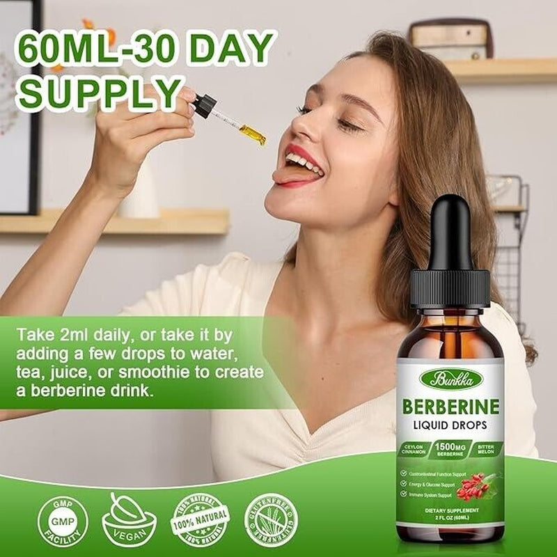 Berberine Supplement 1500Mg, Organic Berberine Liquid Drops with Ceylon Cinnamon