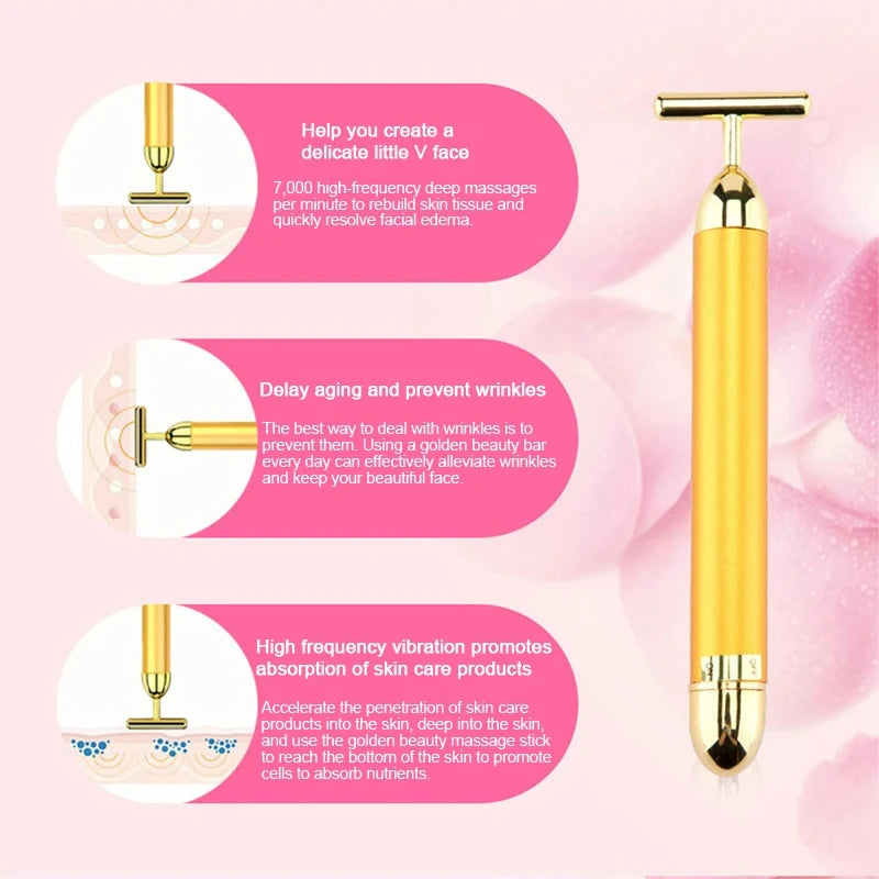 Gold T Facial Roller Electric High Frequency Vibrating