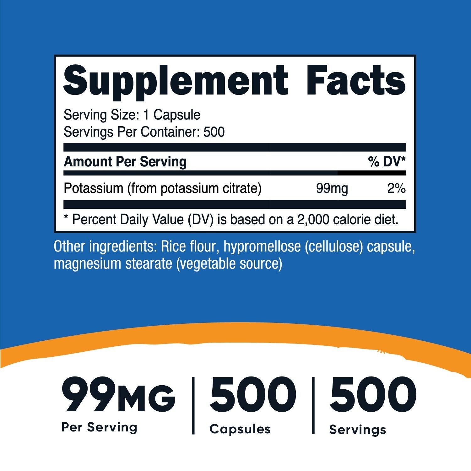 Potassium Citrate 99Mg, 500 Capsules - Gluten Free & Non-Gmo