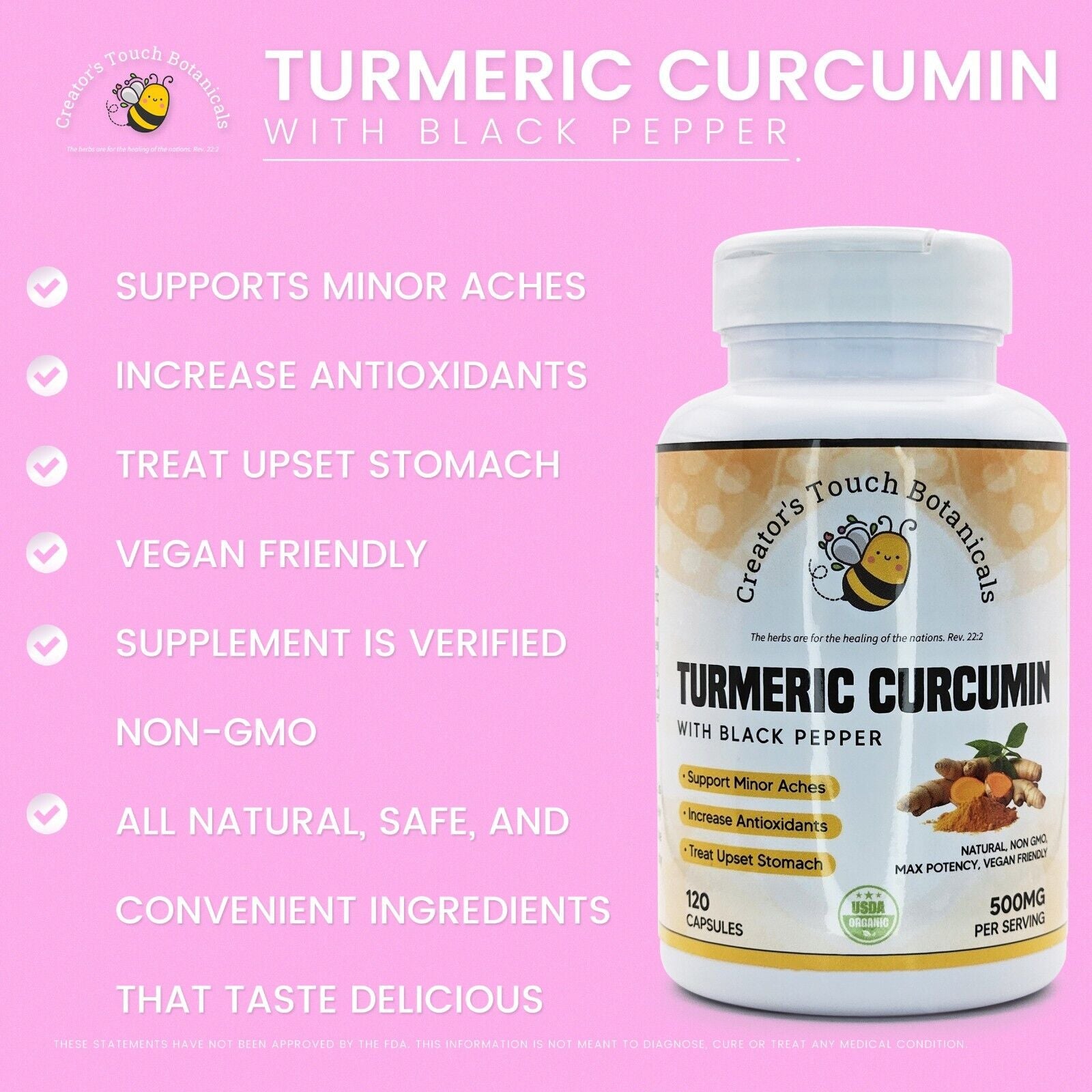 Turmeric Curcumin, 120 Caps with Black Pepper, anti Inflammation, Vitamin C & B6