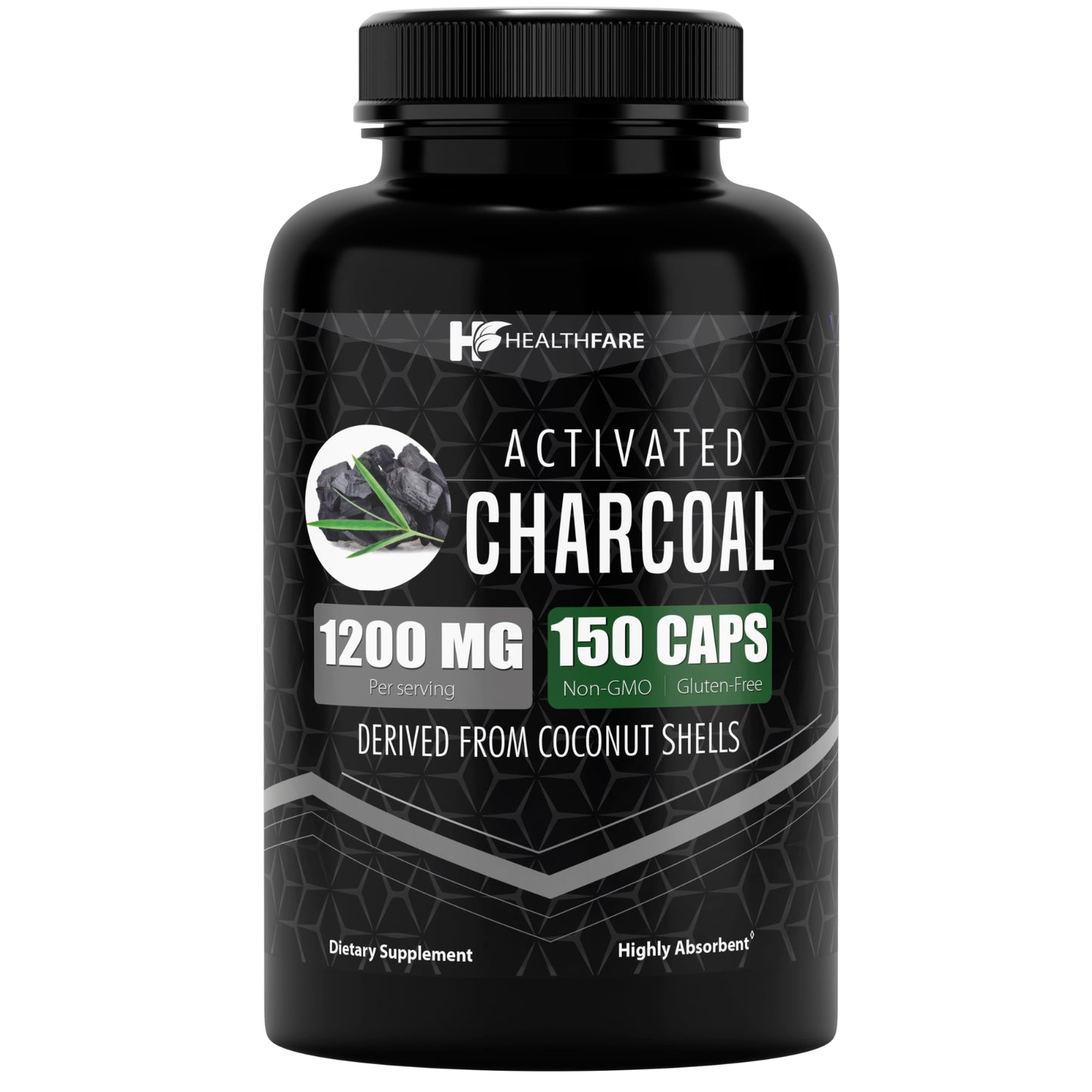 Activated Charcoal Vegan Capsules 1200Mg 150 Highly Absorbent