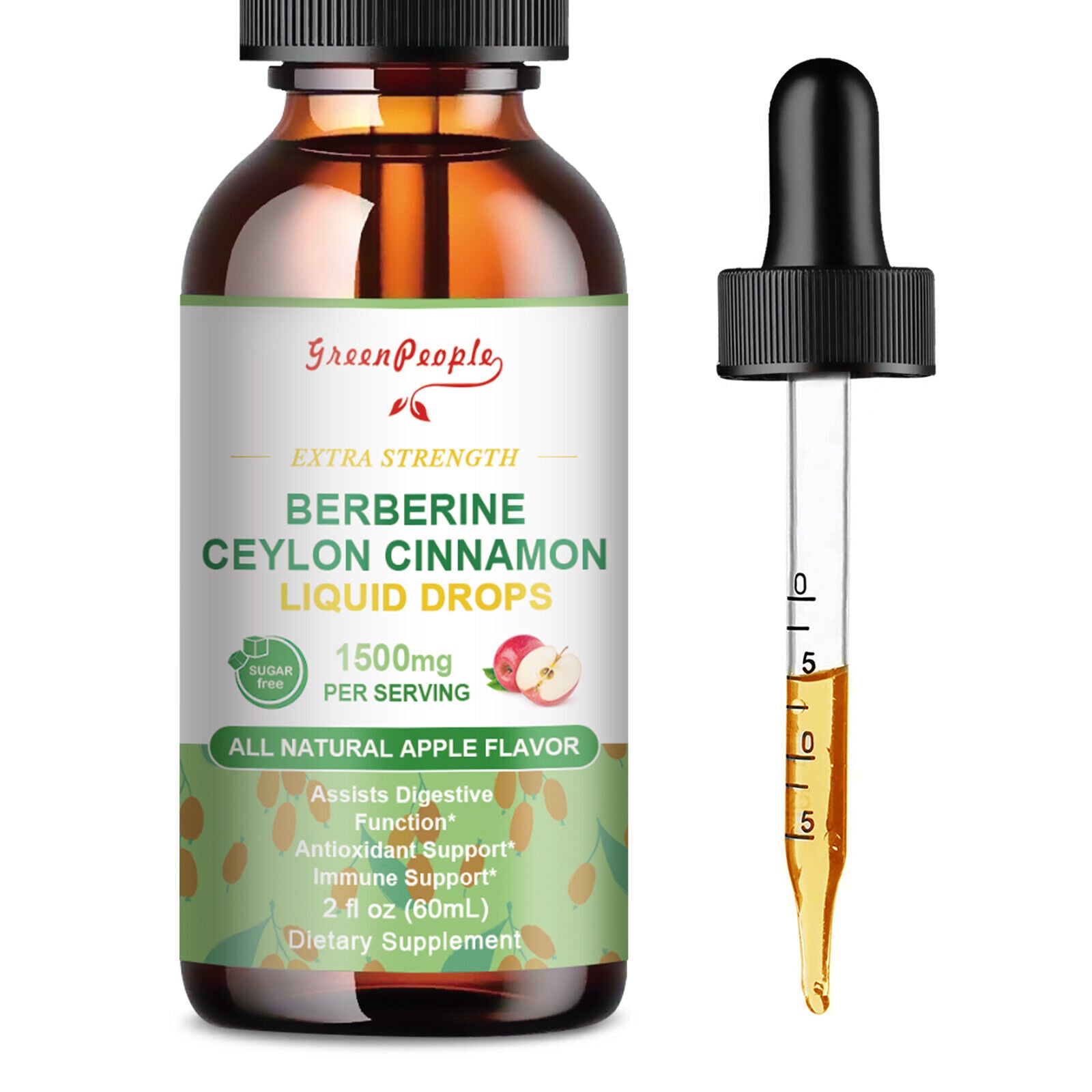 2 Pack Berberine Ceylon Cinnamon Liquid Drops 1500Mg per SERVING 120Ml