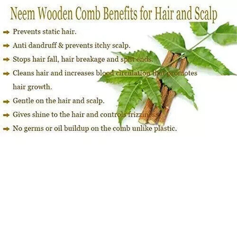 Neem Wooden Comb for Women and Men Hair Growth Anti-Bacterial Set of 4