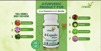 Nveda B-Capsules for BP Control & Hypertension (60 Caps) Ayurvedic Formulation