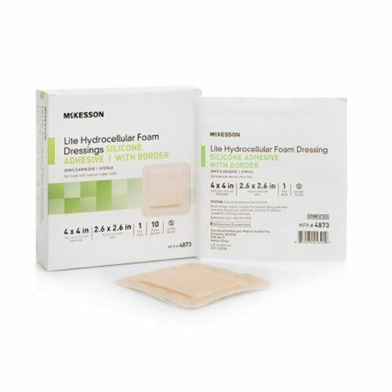 Thin Silicone Foam Dressing 4X4 Inch Sterile Count of 10 by Mckesson