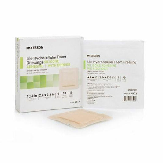 Thin Silicone Foam Dressing 4X4 Inch Sterile Count of 10 by Mckesson