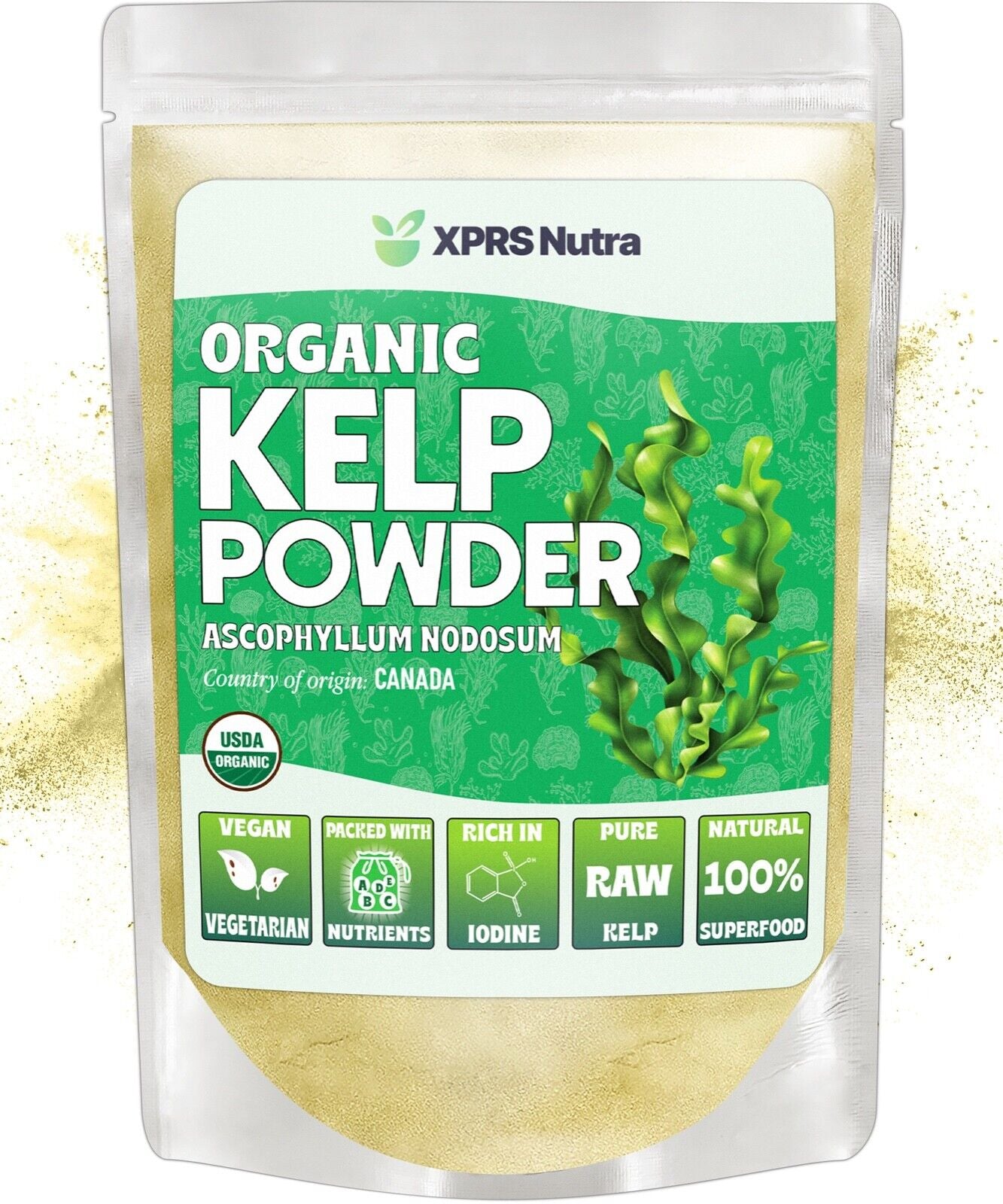 ORGANIC RAW KELP POWDER Ascophyllum Nodosum Seaweed Iodine Source for Thyroid Skin