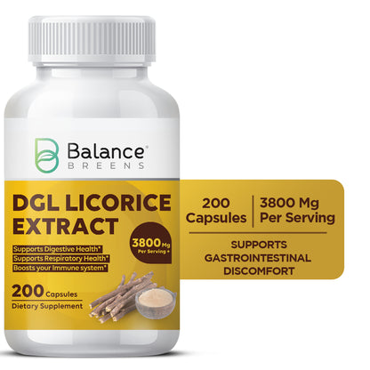 DGL Licorice Supplement - Healthy Digestion/Gut - 200 Capsules