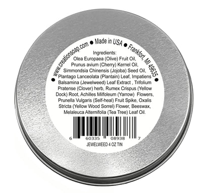 Jewelweed Herbal Salve Tin 4 Oz - Itchy Rashes, Red Patchy Skin, Bug Bites, Burn