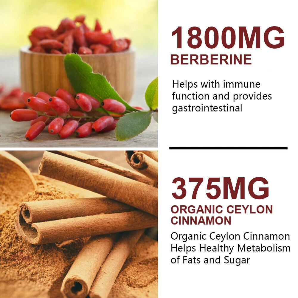 Premium Berberine 2175Mg plus Organic Ceylon Cinnamon - Heart Health & Immune