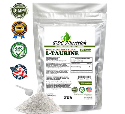 L-TAURINE Powder - 100% PURE L-TAURINE AMINO ACID POWDER USP GRADE MUSCLE ENERGY