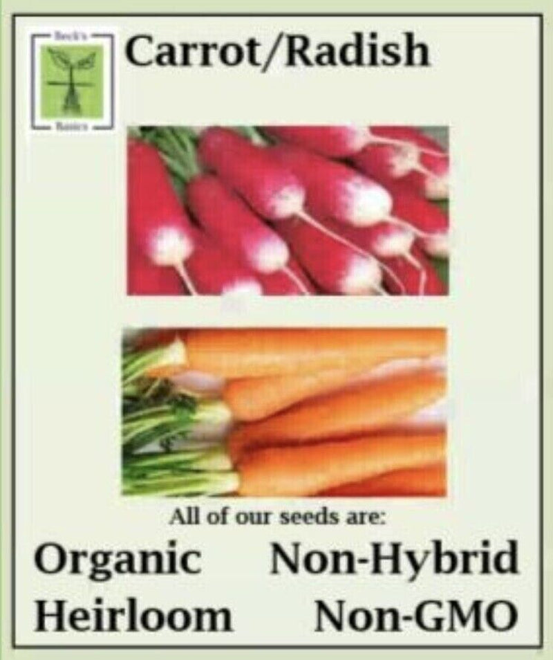 Carrot/Radish Seed Mix - ORGANIC, NON-GMO, NON-HYRID, HEIRLOOM SEEDS