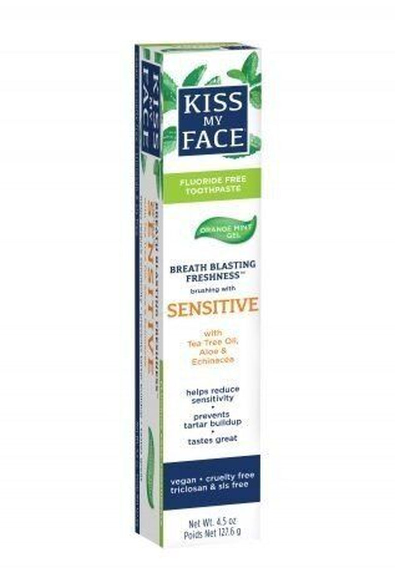 Kiss My Face Sensitive Orange Mint Gel Fluoride Free Toothpaste 4.5 Oz Gel