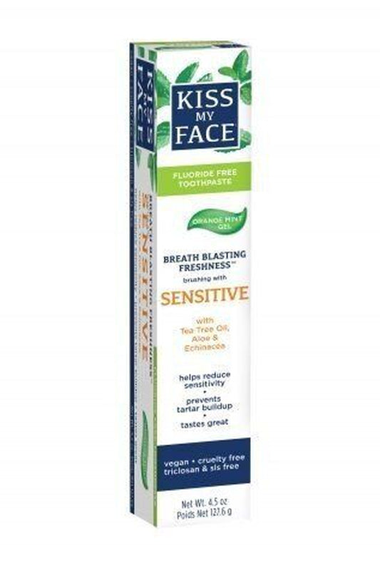 Kiss My Face Sensitive Orange Mint Gel Fluoride Free Toothpaste 4.5 Oz Gel